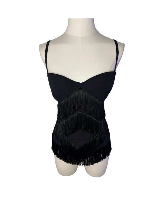 Dolce & Gabbana Black Fringe Corset Top