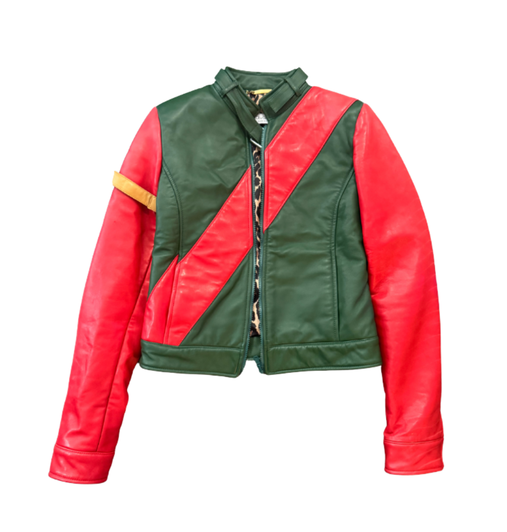 Dolce & Gabbana Red and Green Leather Jacket