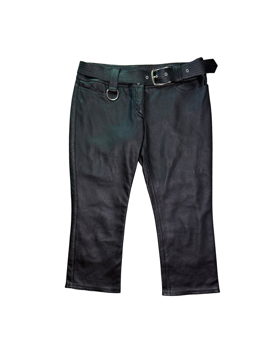 Dolce & Gabbana Black Leather “Join to Ride” Capri Pants