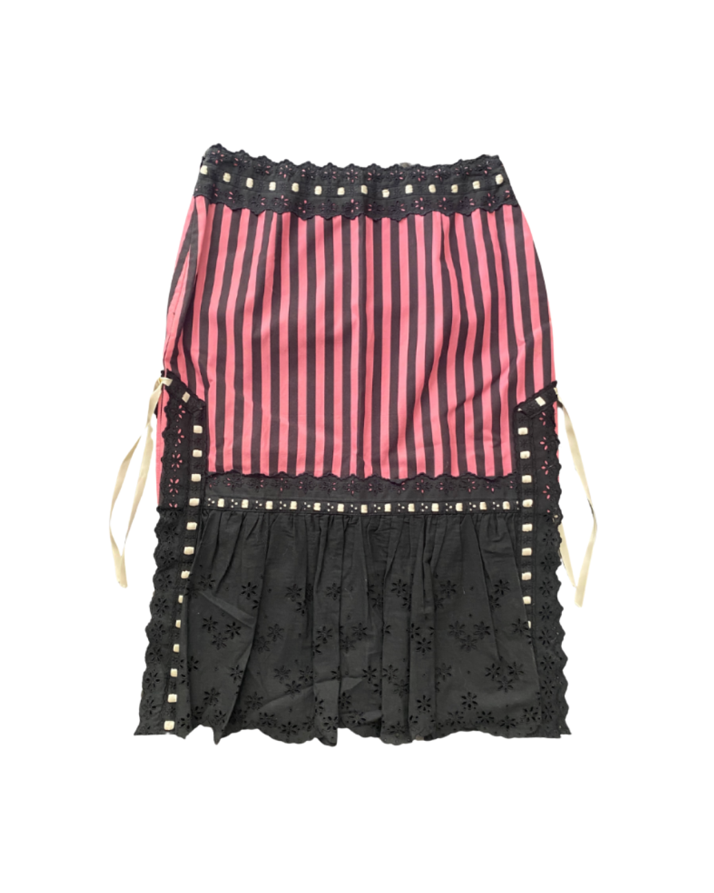 Moschino Pinstripe Lace Ribbon Skirt