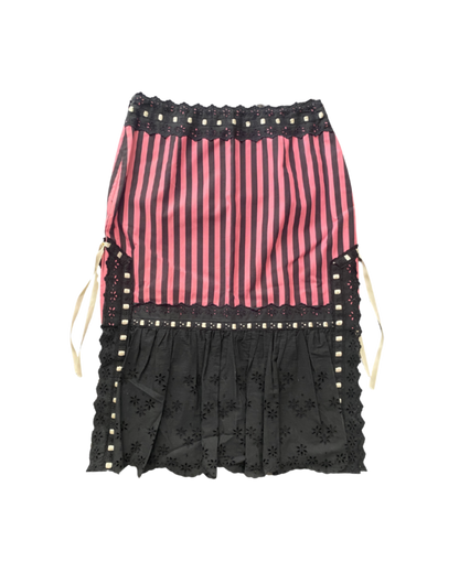 Moschino Pinstripe Lace Ribbon Skirt