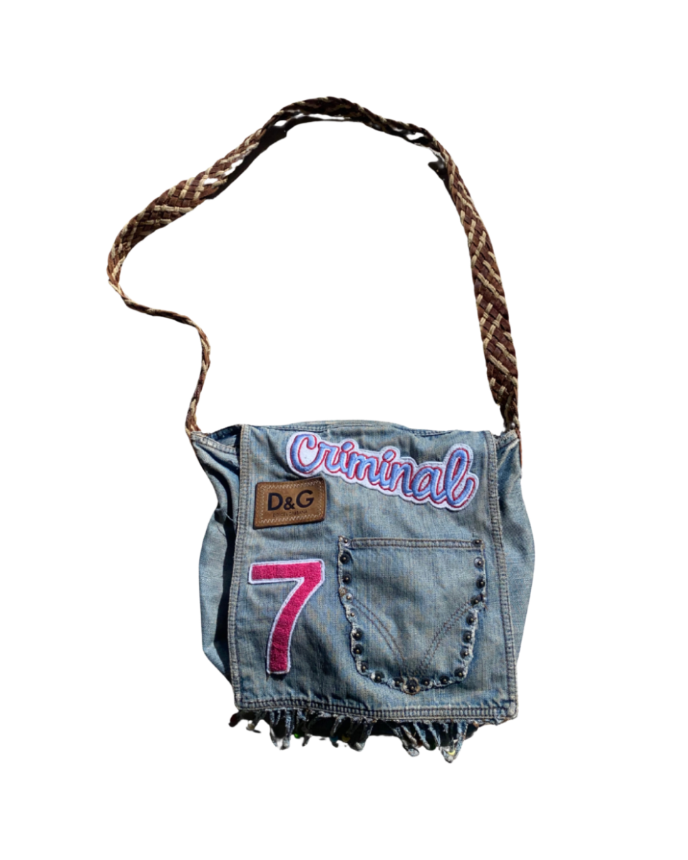 Dolce & Gabbana Denim Crossbody Patches Bag