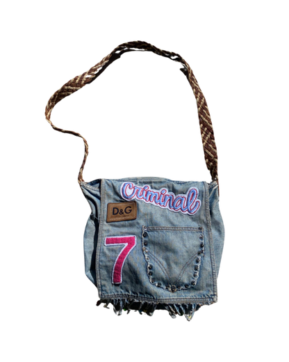 Dolce & Gabbana Denim Crossbody Patches Bag