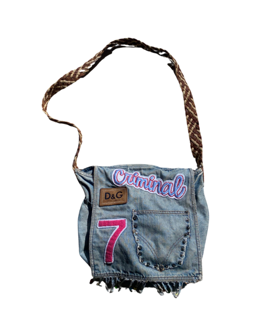 Dolce & Gabbana Denim Crossbody Patches Bag