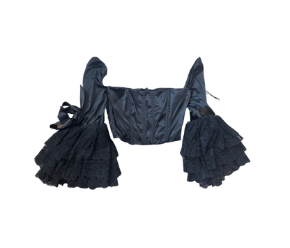 Dolce & Gabbana Lace Ruffle Black Corset Top