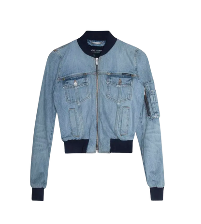 Dolce & Gabbana Cropped Denim Bomber Jacket