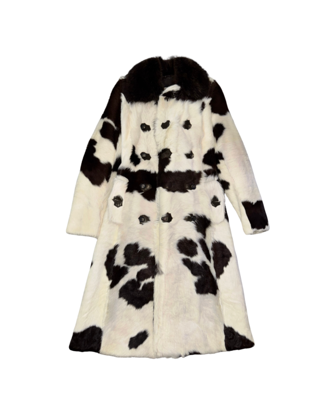 Dolce & Gabbana Double-Breasted Cow Print Fur Coat