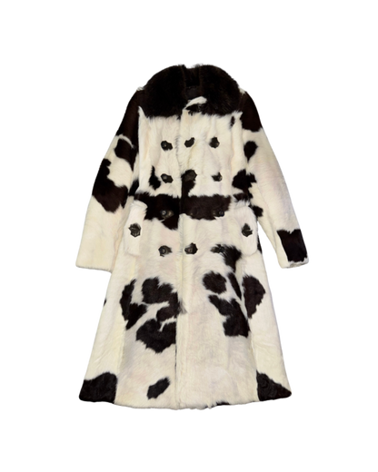 Dolce & Gabbana Double-Breasted Cow Print Fur Coat