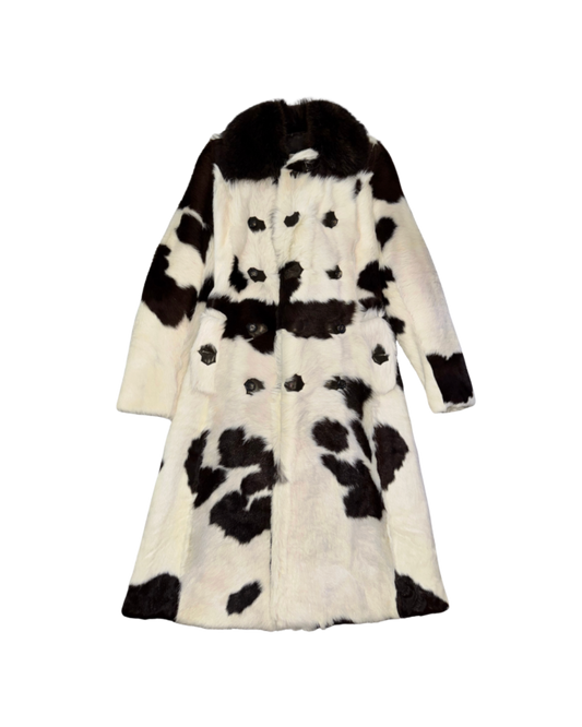 Dolce & Gabbana Double-Breasted Cow Print Fur Coat