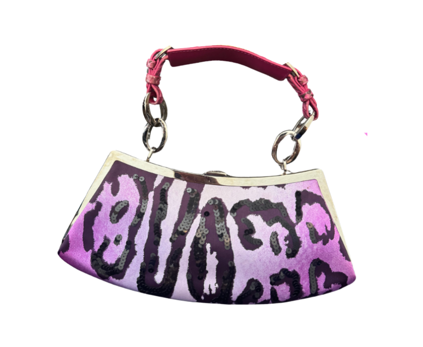 Christian Dior by John Galliano Sequin Leopard Snakeskin Handle Bag