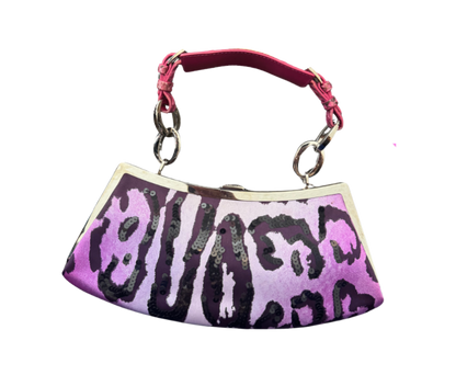 Christian Dior by John Galliano Sequin Leopard Snakeskin Handle Bag