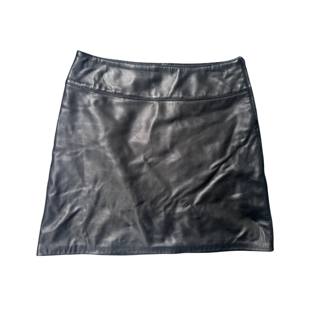 Dolce & Gabbana Black Leather Midi Skirt