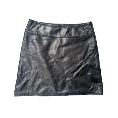 Dolce & Gabbana Black Leather Midi Skirt