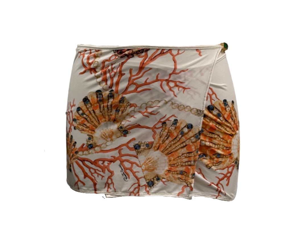 Roberto Cavalli Coral Rose Print Mini Wrap Skirt