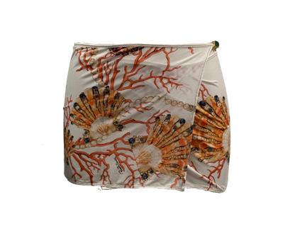 Roberto Cavalli Coral Rose Print Mini Wrap Skirt