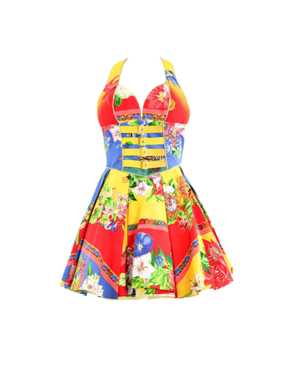 Versus Gianni Versace Floral Halter Mini Dress