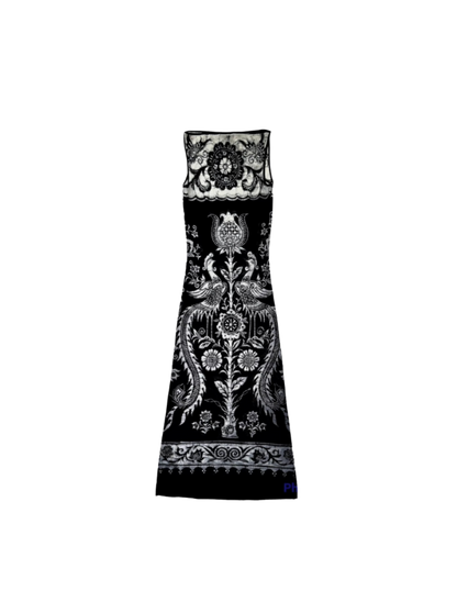 Vivienne Tam Peacock Birds Batik Powernet Maxi Dress
