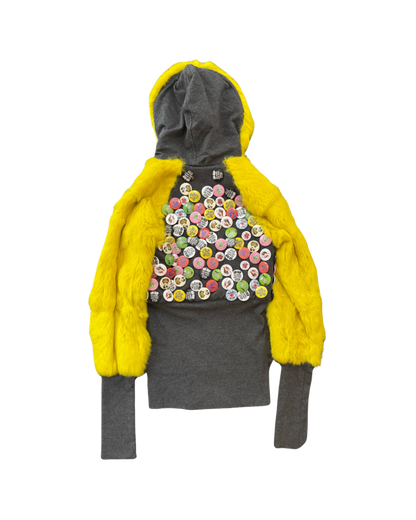Dolce & Gabbana Yellow Fur Button Jacket