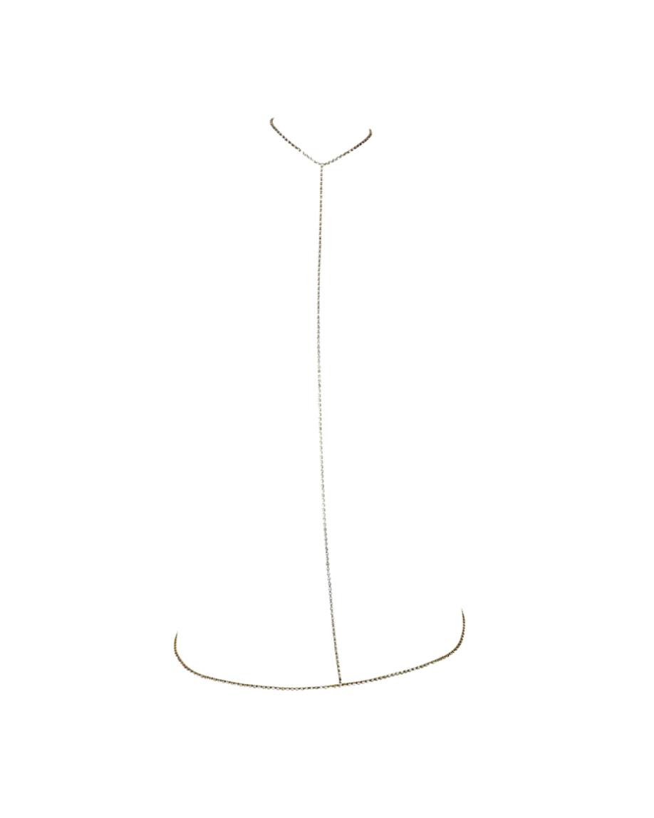 Roberto Cavalli Gold Rhinestone Body Chain