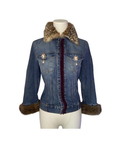 Dolce & Gabbana Leopard Fur Lined Denim Jacket