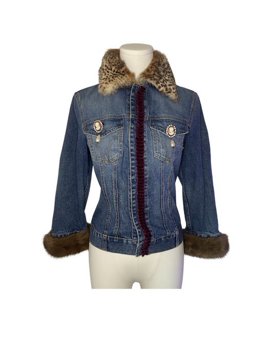 Dolce & Gabbana Leopard Fur Lined Denim Jacket