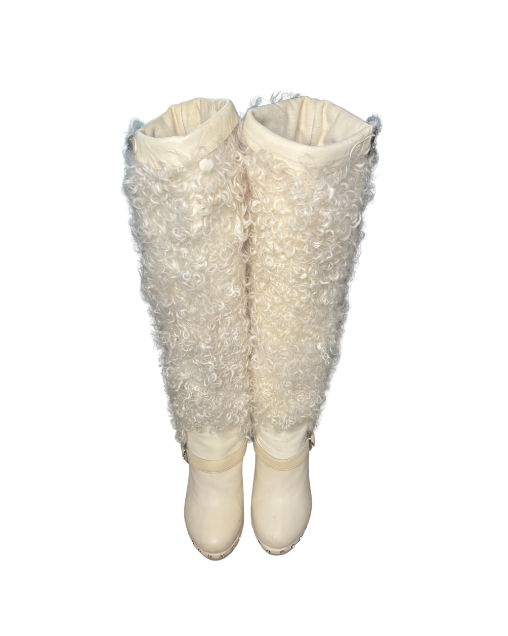 Dolce & Gabbana Cream Leather Mouton Boots