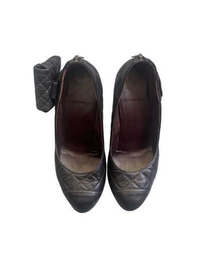 Chanel Black Quilted Pumps w/ Mini Attached Pouch