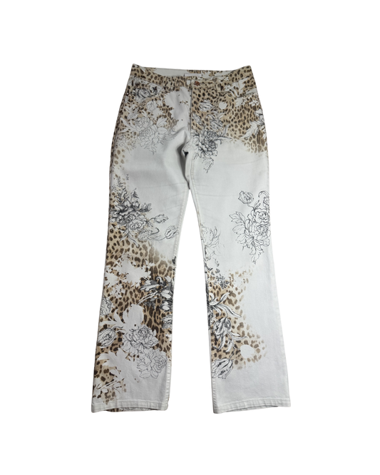 Roberto Cavalli Leopard Floral Print Jeans