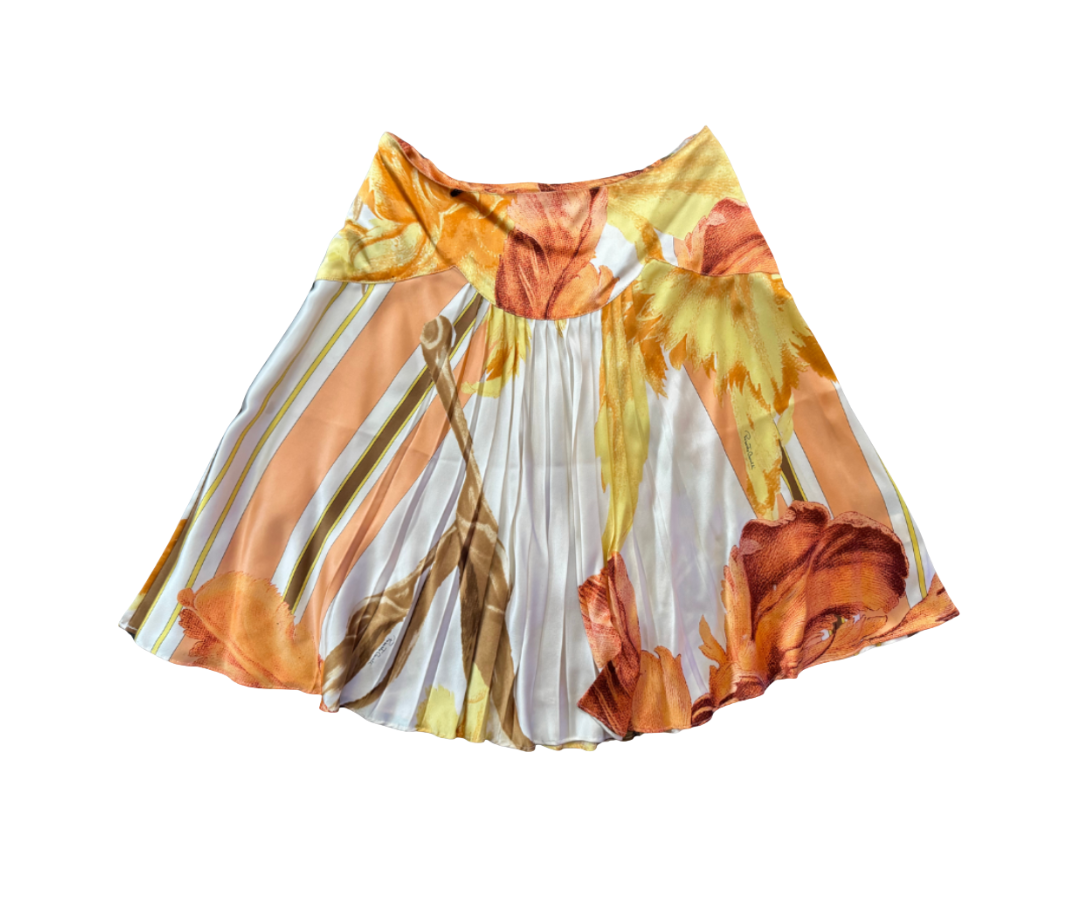 Roberto Cavalli Silk Floral Skirt