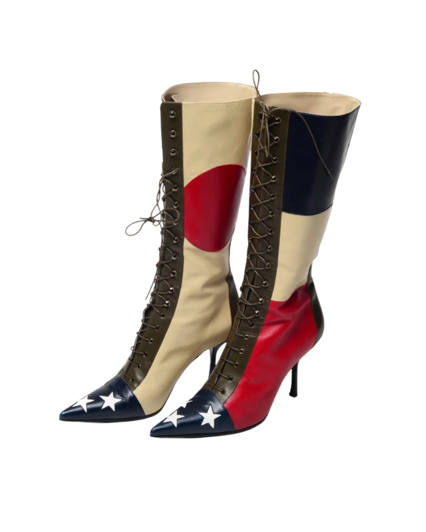 Moschino International Flag Star Tipped Boots