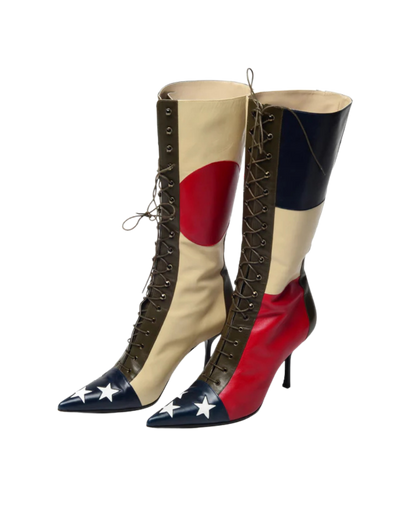 Moschino International Flag Star Tipped Boots