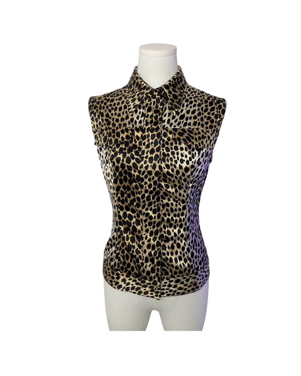 Dolce & Gabbana Leopard Satin Boned Vest Top