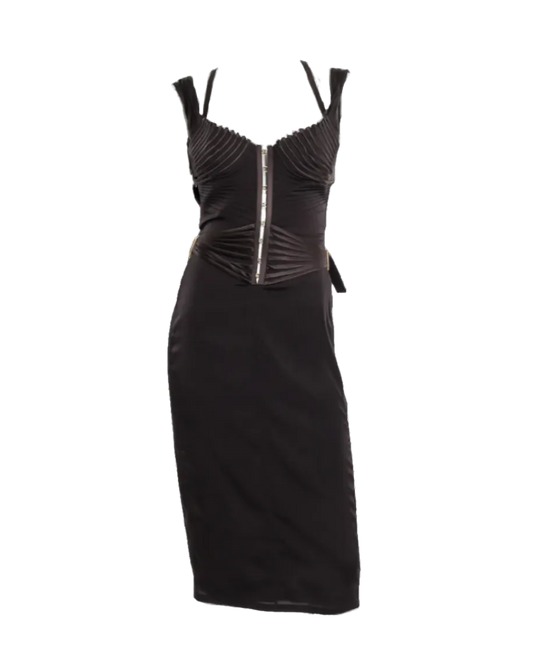 Gucci by Tom Ford Chocolate Brown Silk Corset Dress