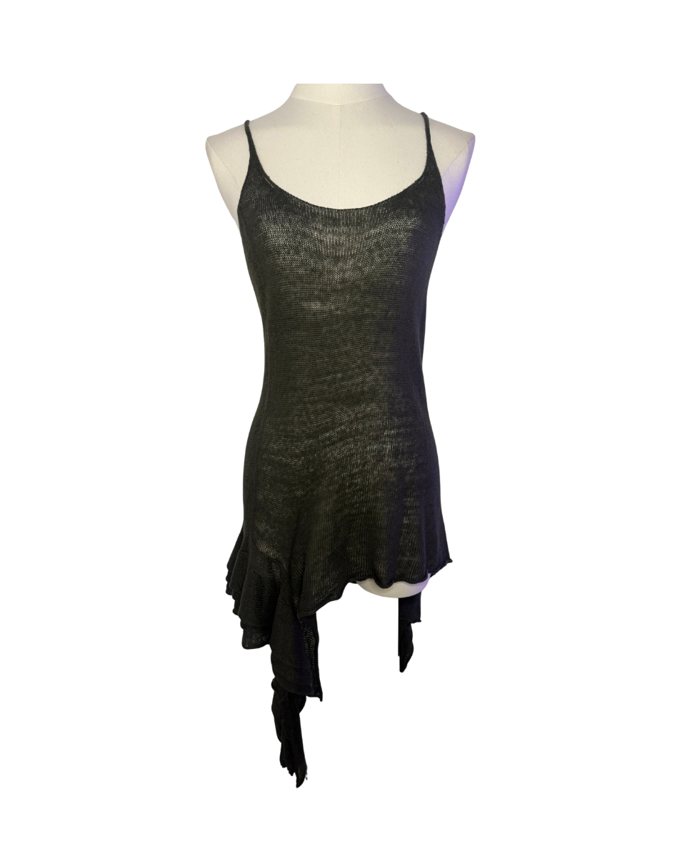 Yohji Yamamoto Sheer Knit Asymmetrical Mini Dress