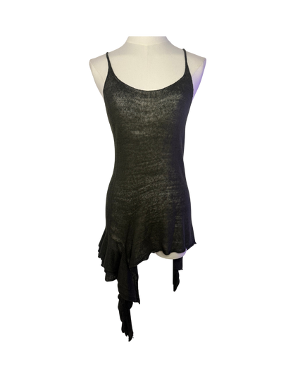 Yohji Yamamoto Sheer Knit Asymmetrical Mini Dress