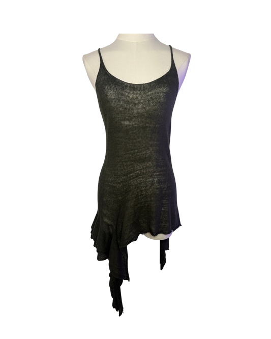Yohji Yamamoto Sheer Knit Asymmetrical Mini Dress