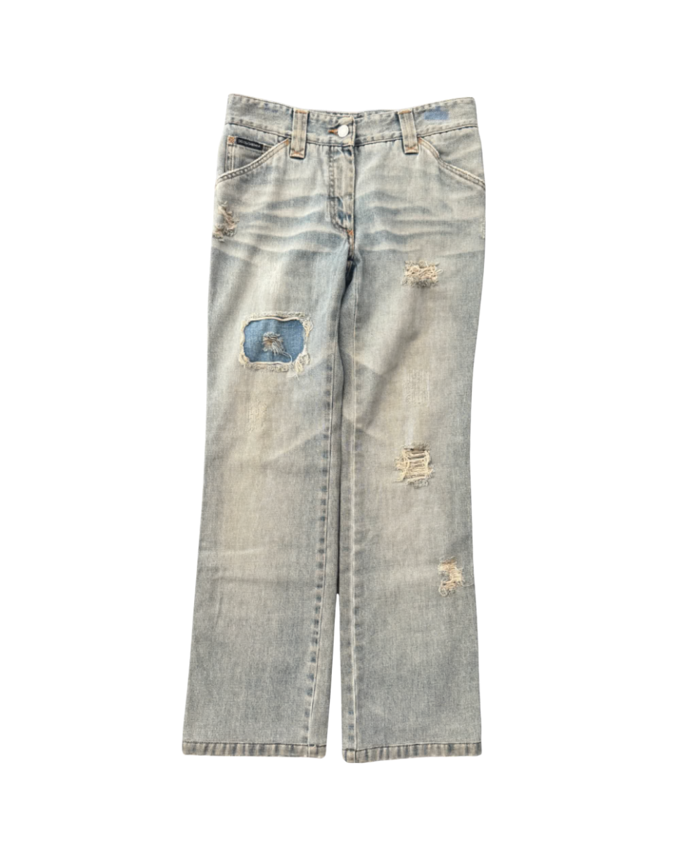 Dolce & Gabbana Denim Rhinestone Logo Jeans