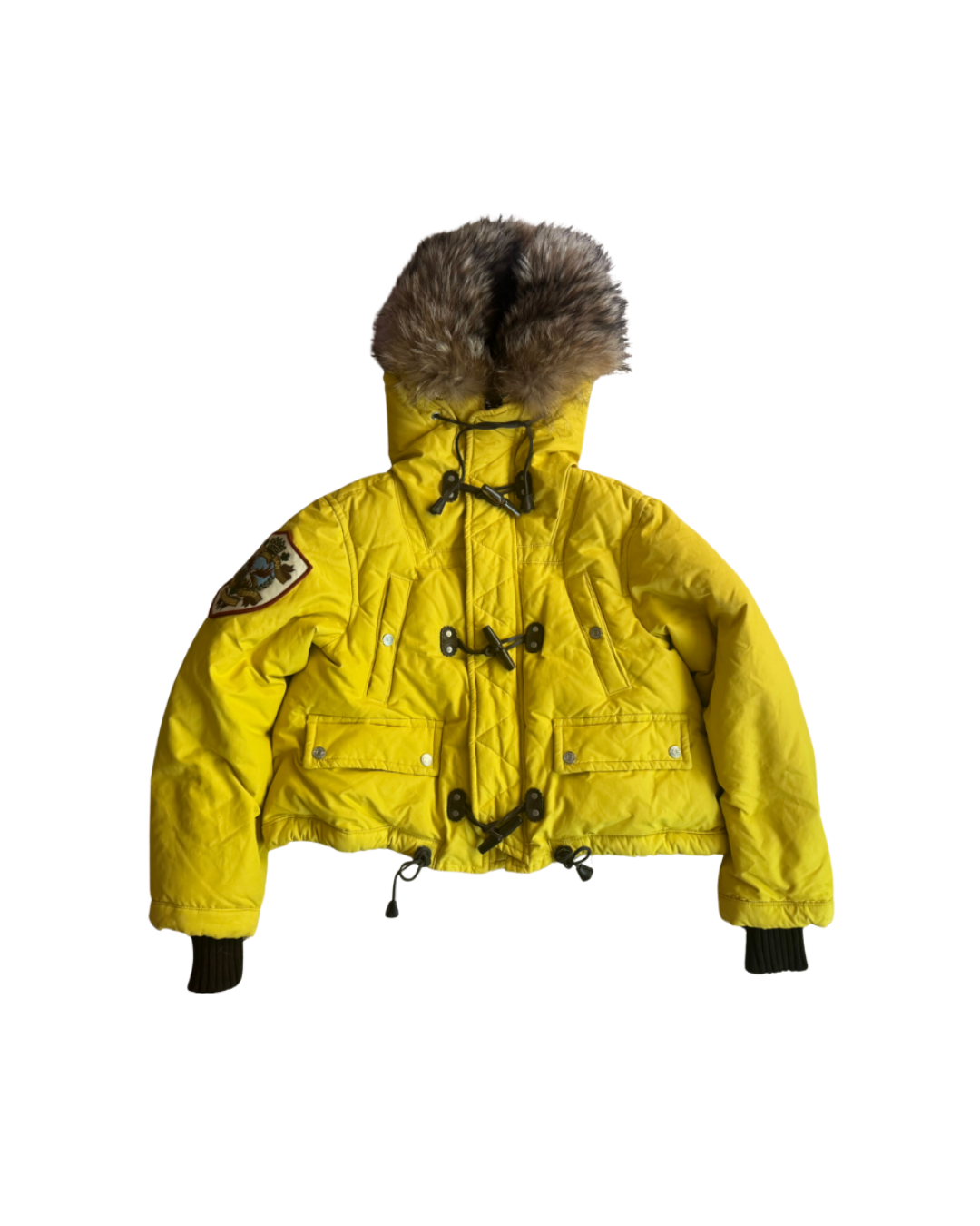 Dsquared² Yellow Fur Down Jacket