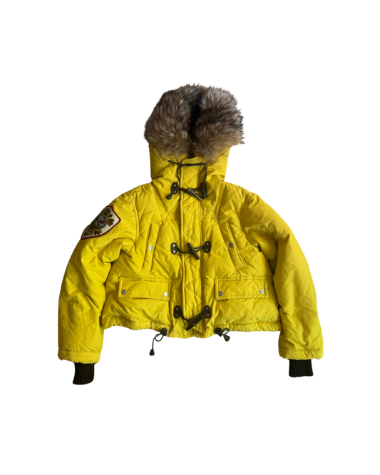 Dsquared² Yellow Fur Down Jacket