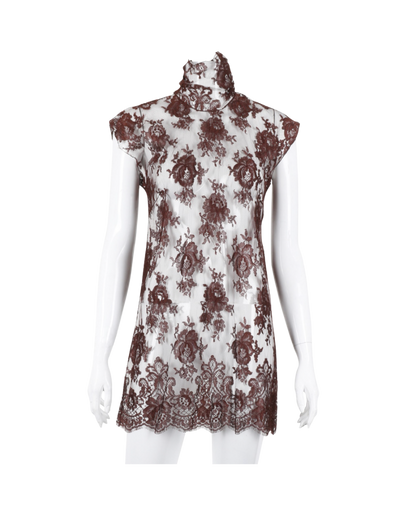 Dolce & Gabbana Brown Lace Tunic Top