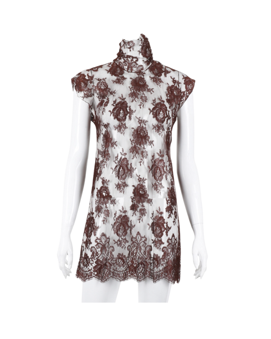 Dolce & Gabbana Brown Lace Tunic Top