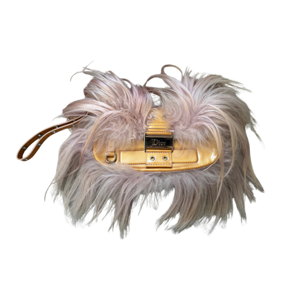 Christian Dior Fur Columbus Wristlet Clutch