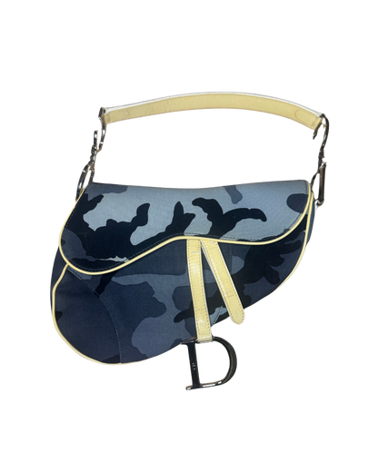 Christian Dior Blue Camouflage Saddle Bag