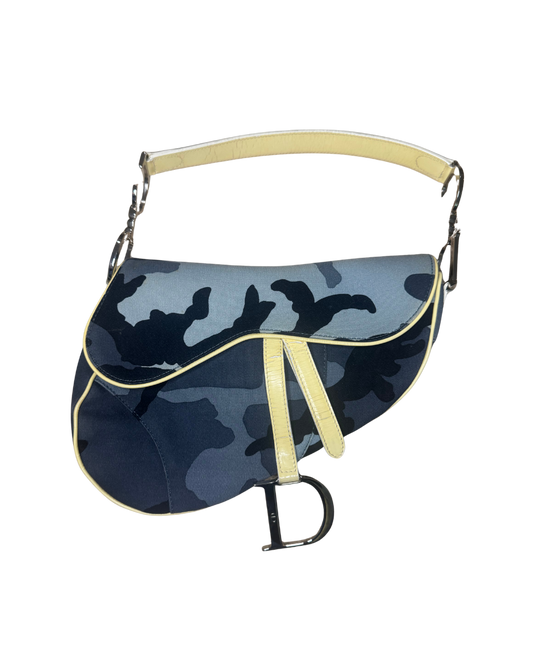 Christian Dior Blue Camouflage Saddle Bag