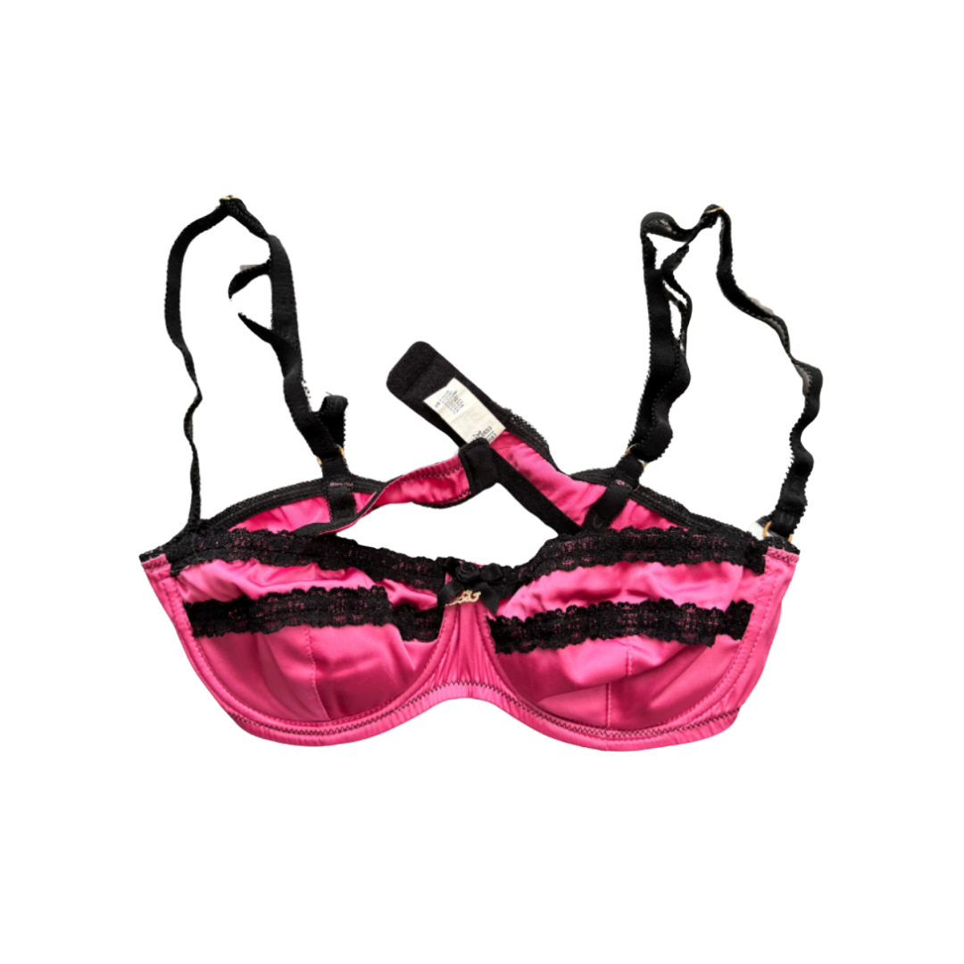 Dolce & Gabbana Pink and Black Lace Bra