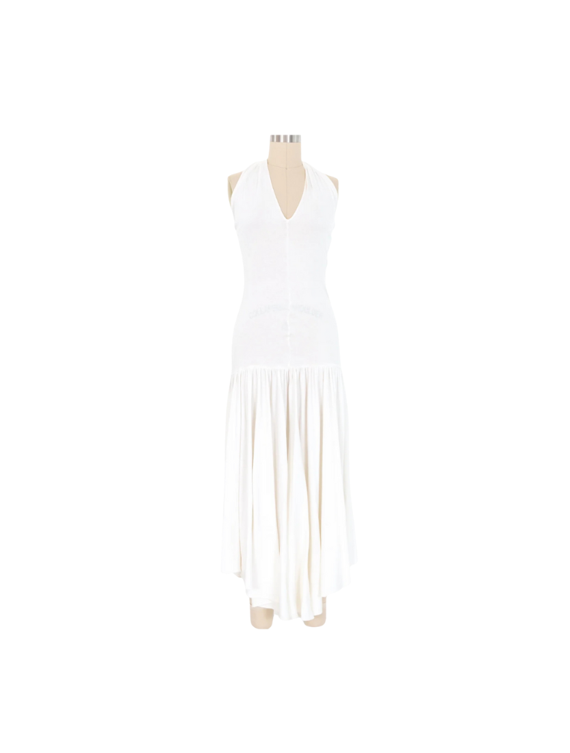 Callaghan by Romeo Gigli White Drop Waist Halter Dress