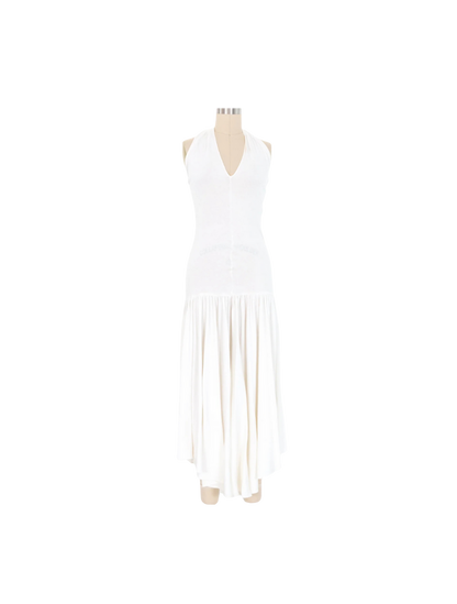 Callaghan by Romeo Gigli White Drop Waist Halter Dress