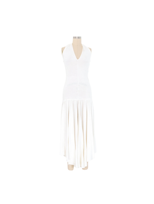 Callaghan by Romeo Gigli White Drop Waist Halter Dress