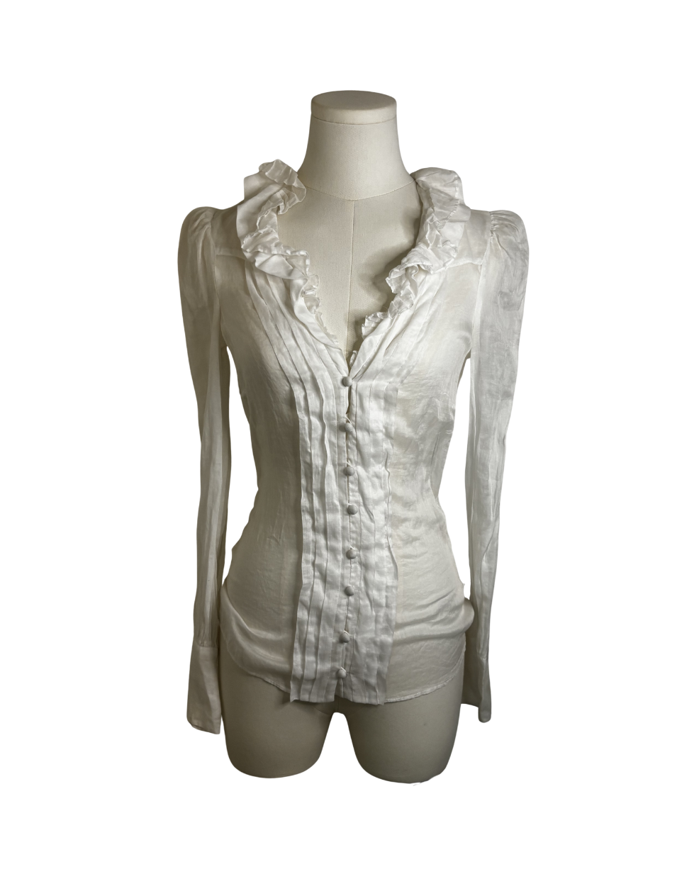 Gucci White Ruffle Button-Up Shirt