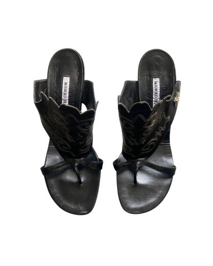 Manolo Blahnik Western Gladiator Mule Heels